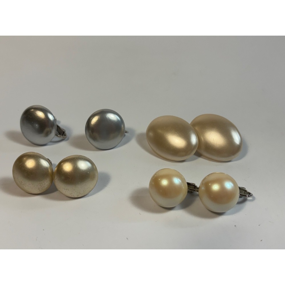 Earring Collection Vintage  Faux Pearl Clip On Earrings